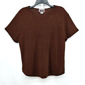 City Sites Shirt Womens Brown Size 1X Short Sleeve Pullover Blouse Top